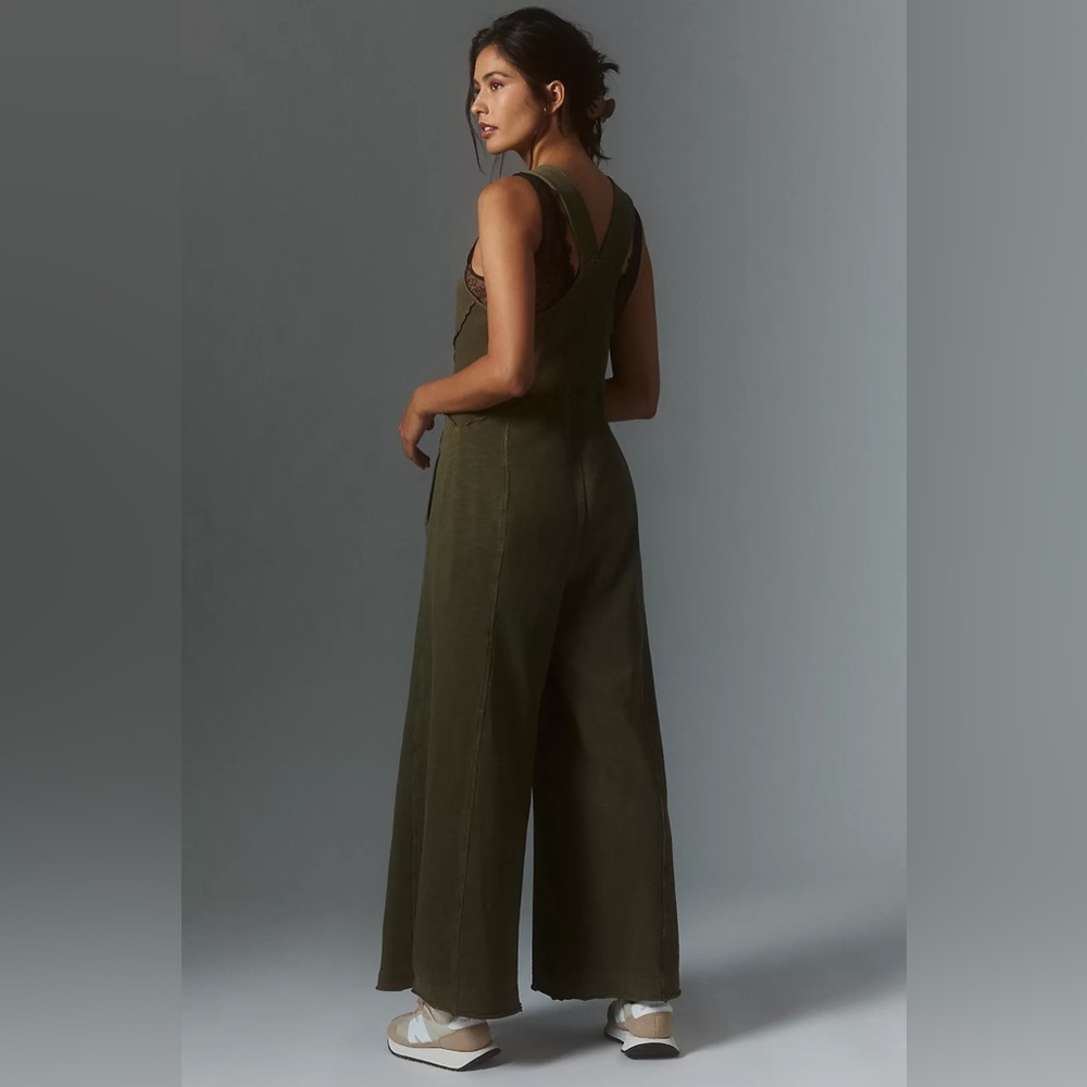 Anthropologie “Palmra Jumpauit” Green V-Neck Wide-Leg - Picture 2 of 4